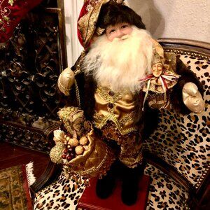 NWT SANTA'S WORKSHOP Handcrafted 2005 Golden Opulence Santa Figurine 24"